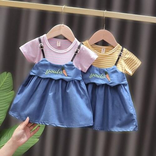2021 Summer Baby Girl Dress Casual Stripe Toddler Dresses For Girls Birthday Dress Baby Girl Clothes Infant Clothing Vestidos
