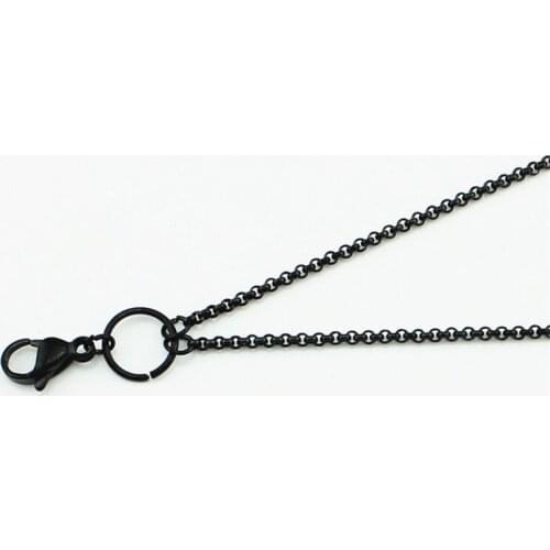 32" Inch (80cm) 316L Stainless Steel Black Rolo Chain FLoating Locket Chain Necklace Chain