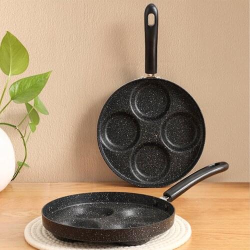 4-Hole Egg Frying Pot Pan Omelette Pan Non-stick Egg Pancake Steak Pan Egg Ham Pans Breakfast Maker Cookware for Gas Stove