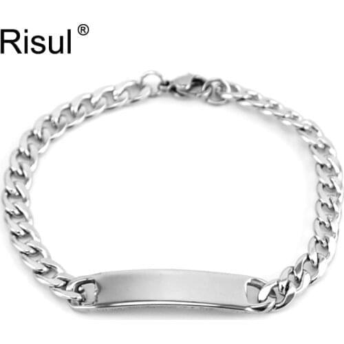 50pcs Diy Bracelet Men Blank ID Bar Women cicret BRACELET Mens thick silver color bracelets Stainless Steel High Quality