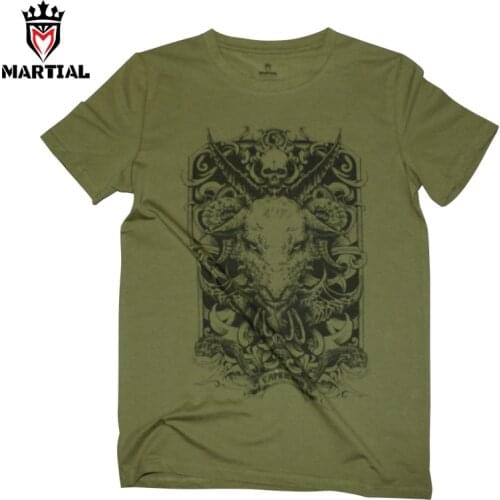 Martial:Capricorn dark zodiac series army green shirts crossfit t shirts