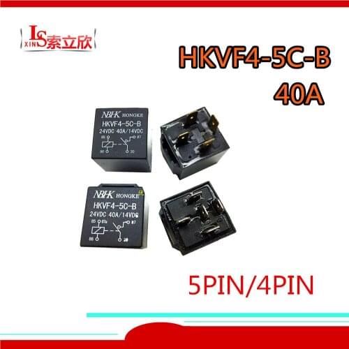 5PCS 100%New Automobile relay HKVF4-5C12-B HKVF4 5C12 B 12VDC 24VDC 4PIN 5PIN JD1914 40A car general purpose relay