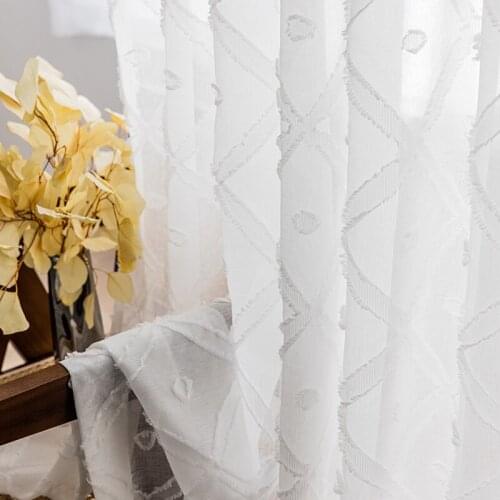 White Tulle Curtains For Living Room Jacquard Bedroom Tranaparent Yarn Modern European Solid Drape Volie Fabric Window Treatment