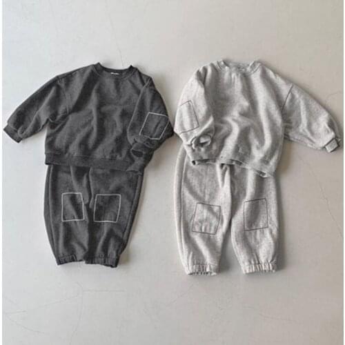 Kids Leisure Fashion Clothing Set Cotton Long Sleeve T-shirt+Pants Korean Style Spring Autumn Baby Girls Boys Clothes Suit