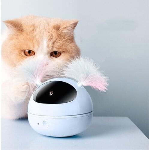 Interactive Electric Laser Cat Toys Roly-poly Robot Teasing Cat Feather Toys Colorful Led Laser Automatic Toys Pet Cat Supplies