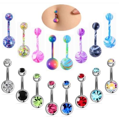 JINGLANG stainless steel belly button buckle paint spots belly button nail set piercing jewelry belly button buckle