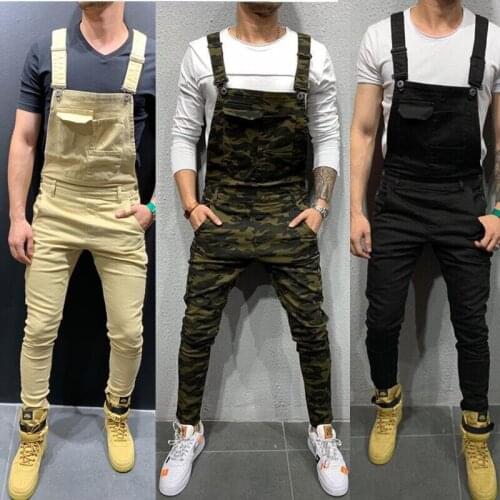 New Men Jumpsuit Casual Romper 2021 Joggers Loose Bib Pants Streetwear Fashion Solid Color Suspenders Men Overalls Harajuku