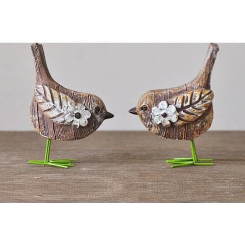 Wrought Iron Bird Resin Decoration Desktop Decoration Home Furnishings Imitation Wood Carving Crafts Fan your bird Gifts