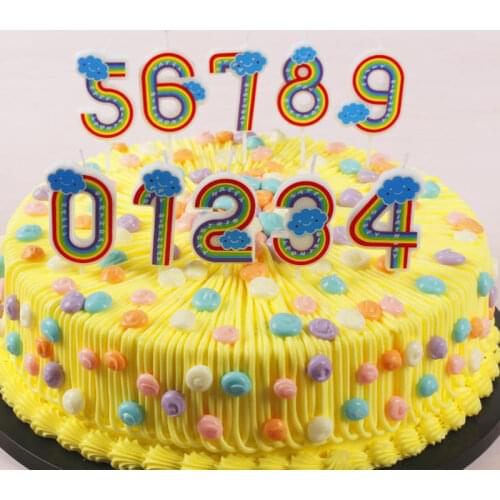 Hot! New 1pc Birthday number candles colorful rainbow number happy birthday cake candles baking decoration scene candles
