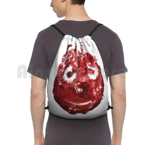 Cast Away Backpack Drawstring Bag Riding Climbing Gym Bag Castaway Tom Hanks Volleyball Movies Handpainted Red Chuck Noland