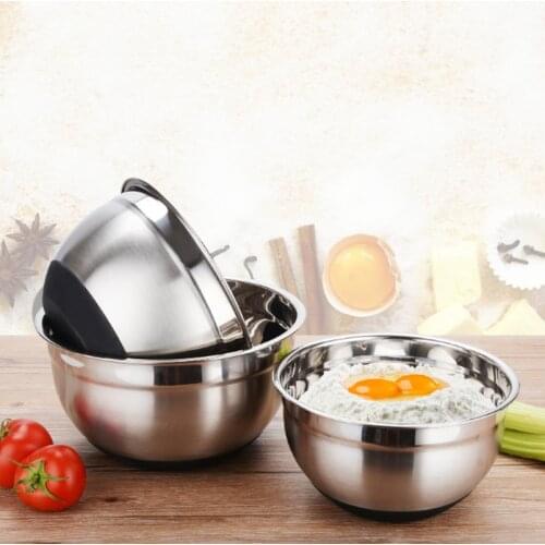 Stainless Steel Mixing Bowl with Ergonomic Non-Slip Silicone Base Professional Kitchenware WY72101
