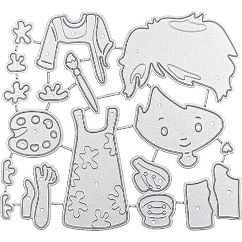 Cartoon Drawing Boy Carbon Steel Cutting Dies DIY Scrapbooking Photo Album Embossing Paper Cards Making Stencil Decorate