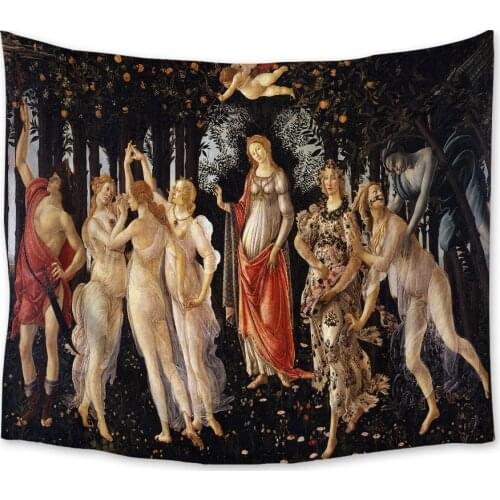 La Primavera Allegory Of Spring Jesus Botticelli Tapestry Wall Hanging Beach Towel Throw Blanket Tapestries Home Decoration