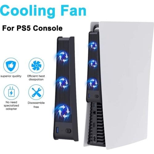 Super Cooling Fan For PS5 Host Cooling 3-Fan Cooler Extended USB Interface For PS5 Console Light And Compact For PS5 Accessories