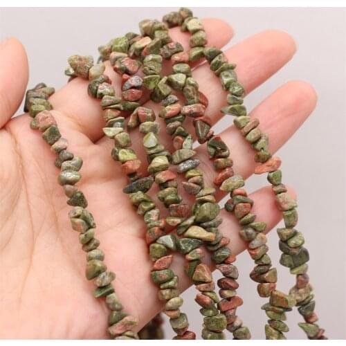 Wholesale Natural Gem Irregular Unakite Stone Gravel Chip Beads for Jewelry Making DIY Handmade Necklace Bracelet Strand 15