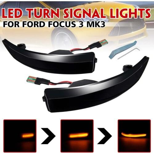 A Pair LED Dynamic Turn Signal Light Side Mirror Indicator Sequential Blinker Lamp For Ford Focus MK3/MK3.5 2011-2018