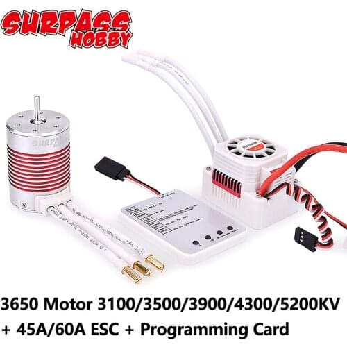 Platinum Waterproof Series 3650 Brushless Motor 3100/3500/3900/4300/5200KV 45A 60A ESC Programming Card for 1/10 RC Car Boat