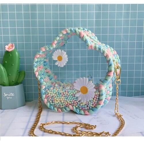 Flower Shaped Woven Bag Diy Material Transparent Acrylic Board Knitted Bag Accessories Handmade Bag Weave Set With Colored Balls