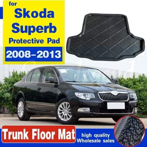 Cargo Boot Tray Liner Luggage Rear Trunk Floor Mat Carpet Tray Waterproof Protective Pad Tailored For Skoda Superb II 2008-2013