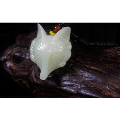 Natural hetian white jade handcarved fox pendant simple retro pendant temperament jewellery fashion for women men