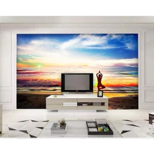 Custom photo wallpapers for walls 3 d murals wallpaper Beautiful evening sunrise seaside landscape beach wall papers home decor