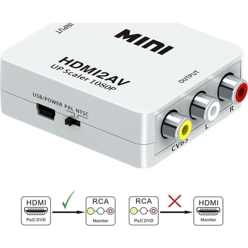 HDMI to AV Scaler Converter RCA Composite CVSB Out Adapter 1080P Mini HDMI2AV HD Video Box Support NTSC PAL for TV PS3 PS4 DVD