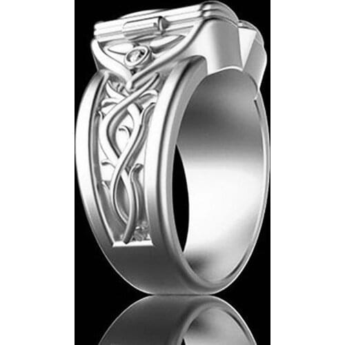 Luxury Mens Accessories Ring Silver Golden Unique Hip Hop Punk Fashion Jewelry Gift Carved Diamond Wide Ring Can Be Opened 6-13