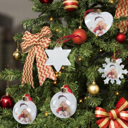 Christmas Tree Photo Ball Snowflower Heart Shape Customization DIY Birthday Party Gift Xmas Tree Decoration New Year Ornament