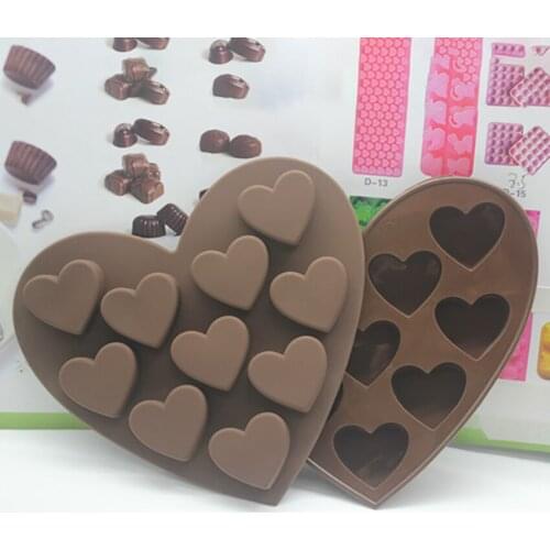 10-heart Shape Cake Mold Silicone Baking Pastry Tools DIY Chocolate Cookies Candy Ice Moulds Bakers Supplies Food Decor