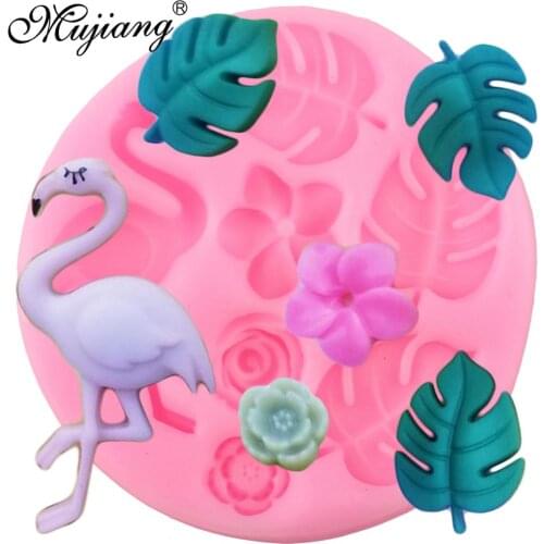 Tropical Theme Silicone Mold Flamingo Rose Flower Turtle leaf Candy Chocolate Fondant Molds Summer Party Cake Decorating Tools