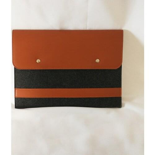 2pcs Leather Document Bags Felt File Folder Office Briefcase Multi-pocket Student Gift Envelop Bags Laptop Macbook Bag