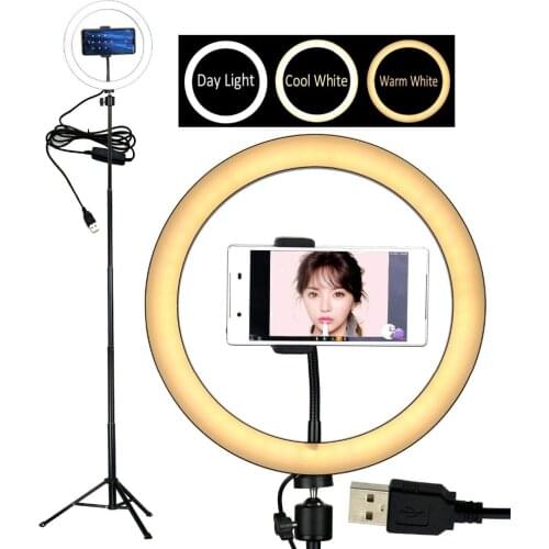 10" Selfie LED Ring Light Desktop Lamp Mini Led Camera Light with Tripod Stand &Cell Phone Holder For smartphones Live Makeup