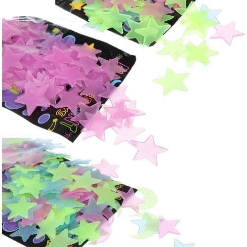 100pcs Luminous Wall Stickers Glow In The Dark Stars Sticker Decals for Kids Baby rooms Colorful Fluorescent Stickers Home decor