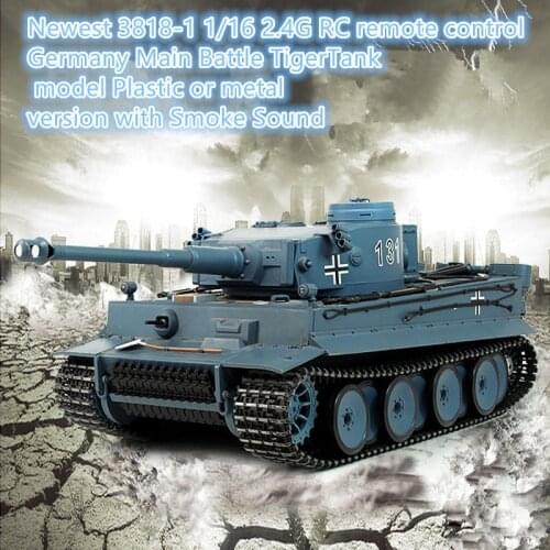 Tank 3818-1 2.4G 1:16 Tiger I Metal Catapillar & Gear And Inducer HengLong remote control Tank with Flashlight Sound simulator