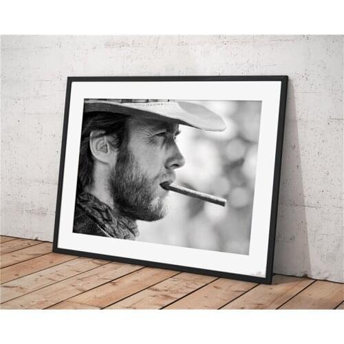 Vintage Poster Print Clint Eastwood Cigar Wall Art Pictures Black And White Canvas Painting For Living Room Home Decor