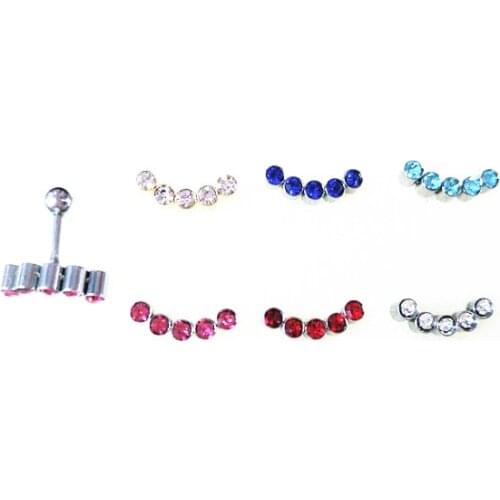 Free Shippment 50PCS Body jewelry-Ear Stud Tragus/Helix Bar/Stud Crystal Gems Sparking Cartilage Earring Prong Bar 16g