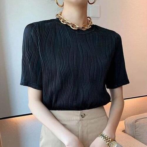 Women Summer New Short Sleeve O Neck T Shirt Fashion Loose Tops Female Casual Tees Plus Size Black Bottom Top