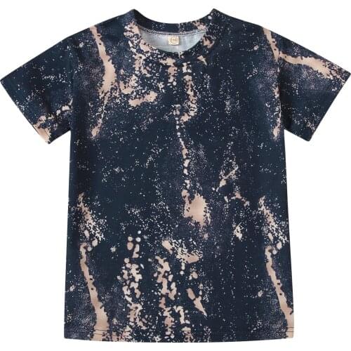 0-5Yrs Children Girls Gilt Tie-Dye T-Shirts Tops Cotton Summer Girls Short Sleeve Dress Tops Outfits