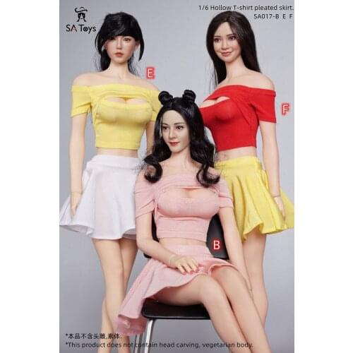 1/6 Female Hollow T-shirt Pleated Skirt Set Women Clothes Model TBL UD For 12'' Figure Dolls In Stock