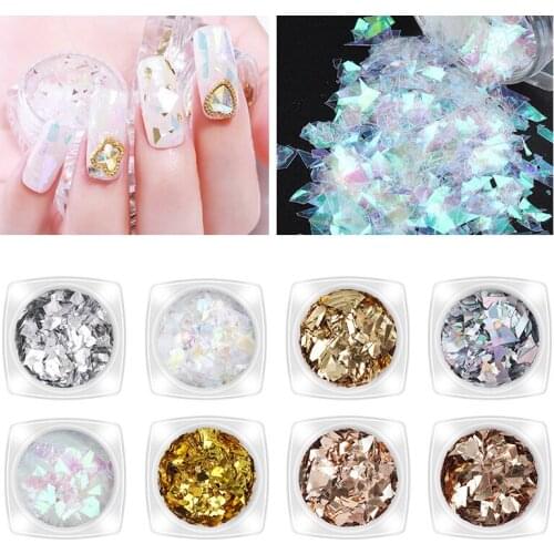 1 Bottle Spangles Nail Sequins Gold Silver Foils Aurora AB Mermaid Nail Flakes Stunning Pailliette Sticker Decoration Tips