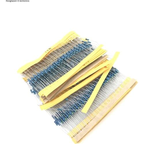 100pcs 1/4W 1R~22M 1% Metal Film Resistor 100R 220R 1K 1.5K 2.2K 4.7K 10K 22K 47K 100K 100 220 1K5 2K2 4K7 Ohm Resistance