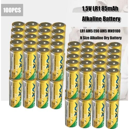 100PC 1.5V N Size LR 1 Alkaline Dry Battery LR1 AM5 E90 AM5 MN9100 15A 910A Batteries for Toys, Speaker, Bluetooth, Players, MP3