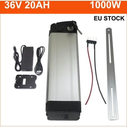 1000W 36V 20AH Silver fish battery 36V 10AH 12AH 15AH Electric Bike Lithium battery with 42V 2A charger 30A BMS Bottom discharge