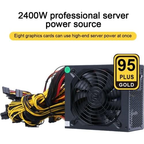 2000W ATX ETH Mining Machine Power Supply 95% Efficiency Support Multi-Channel 8 Display Cards GPU 2400W Max for Bitcoin mining