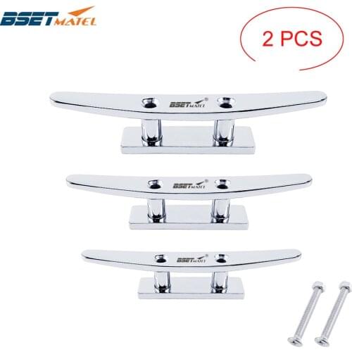 2X Stainless Steel 316 Low Flat Cleat Boat Cleats Deck Rope Cleat Mooring Dock Cleat Marine Hardware Yacht Accessories Lock bolt