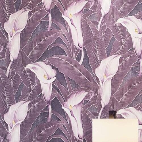 Beibehang 3D Stereo Relief Deerkin Nonwoven Fabric Wallpaper Tulip Lily Flower Bedroom Living Room Background