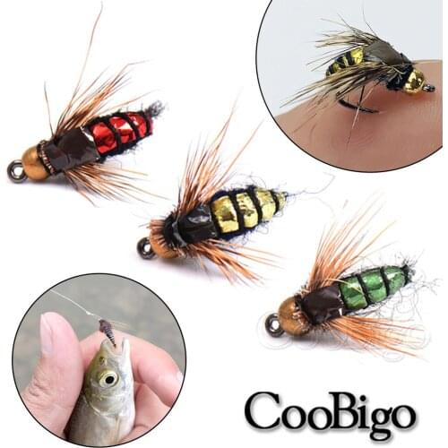 40pcs Fly Fishing Hook Flies Artificial Insect Nymph Scud Bug Lure Bait Crank Tackle Accessories Brass Bead Head Fast Sinking