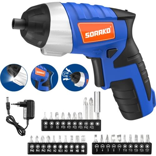Cordless Screwdriver 4V Max Electric Screwdriver 6Nm Rechargeable Power Screwdriver Set with 10 Accessory Charging Cable Tools