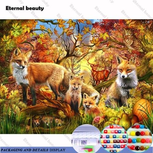 5D Diy Diamond Painting Full Drill Nordic Style Forest Foxes Handmad Mosaic Diamond Embroidery Wall Art Decoration Home Decor