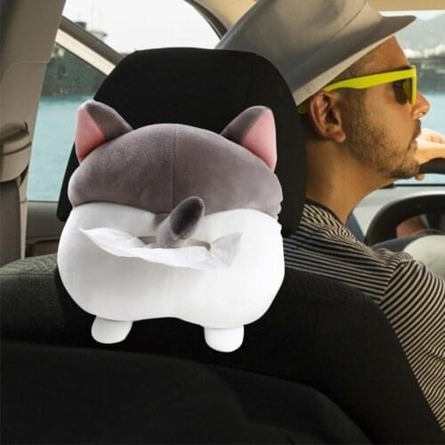 Car Tissue Box Light Cute Cartoon Plush Animals Napkin Tissue Paper Holder Portable Paper Package Case Car Interior Decoration